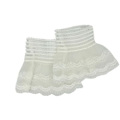 Witte kanten manchetten - mouwtjes - met elastiek -  - rekbaar