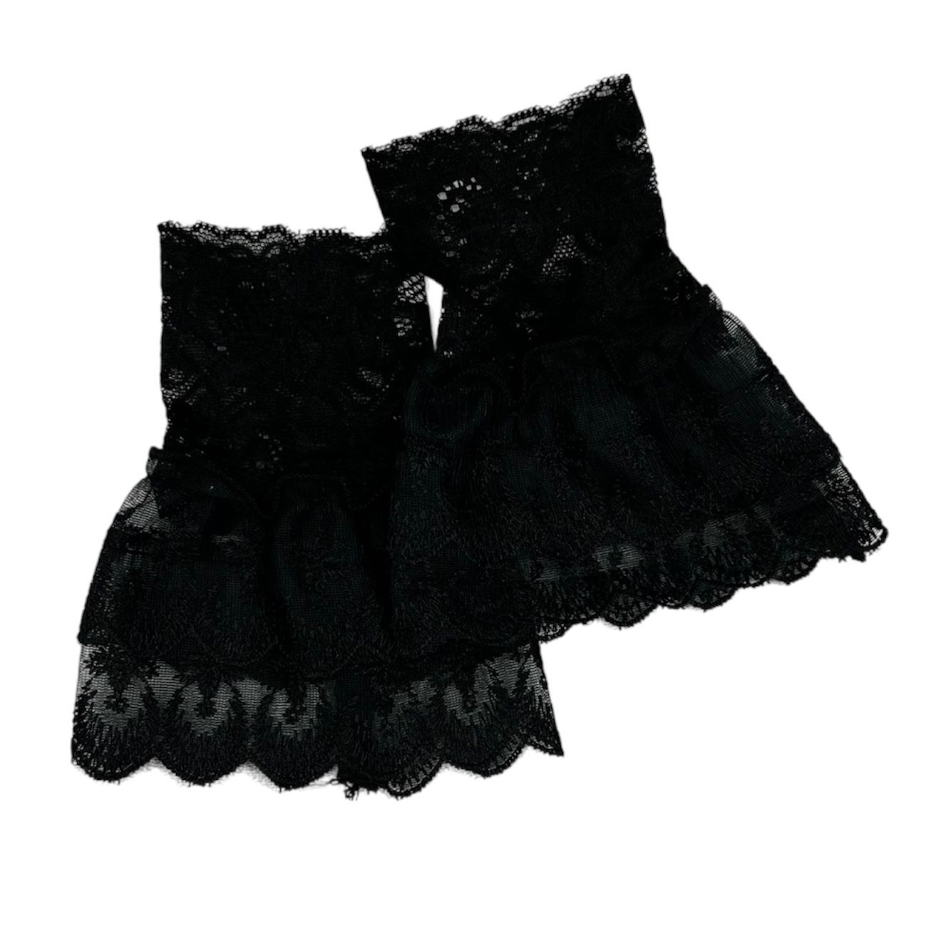 Zwarte kanten manchetten - mouwtjes - met elastiek -  - rekbaar