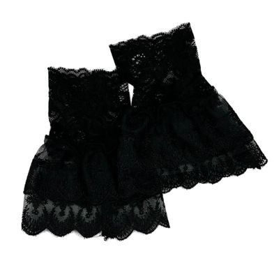 Zwarte kanten manchetten - mouwtjes - met elastiek -  - rekbaar