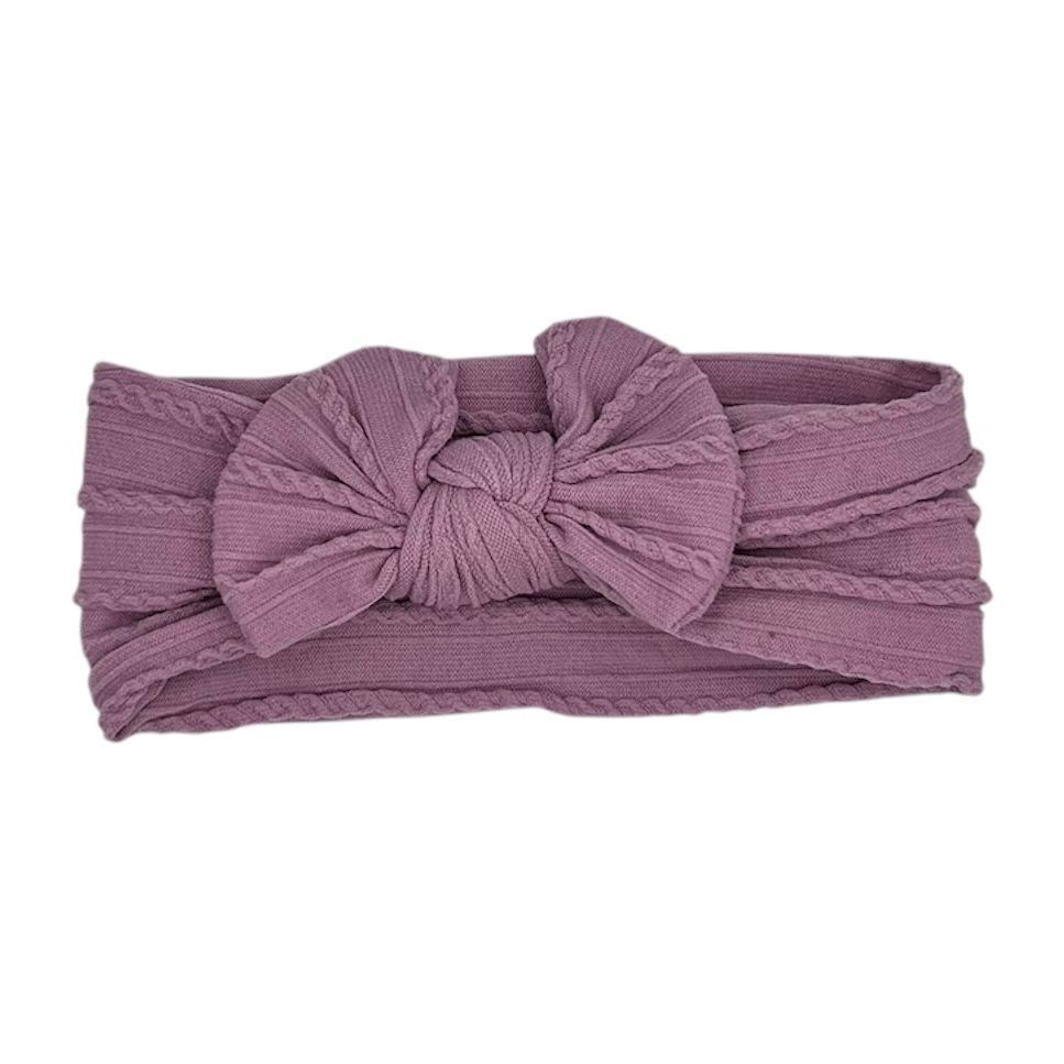 Baby hoofdband - haarband - meisjes - elastisch - met knoop en strik - paars