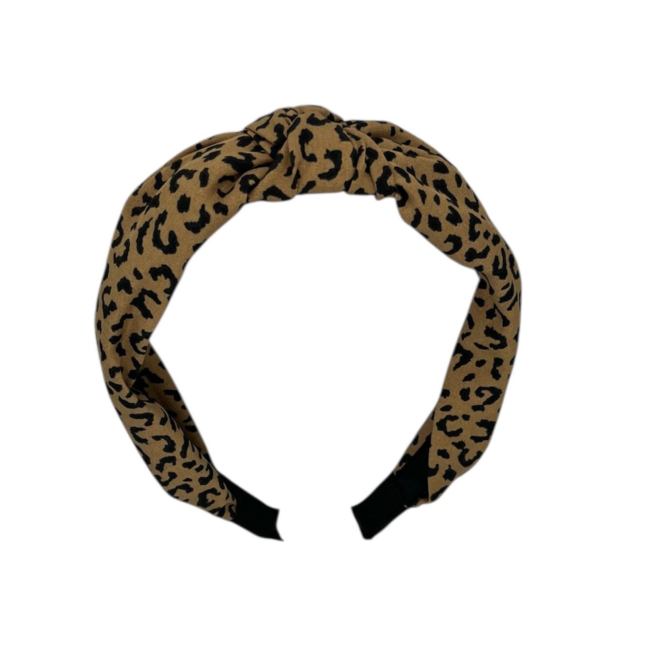 Diadeem - stof - haarband - met panterprint - bruin met zwart