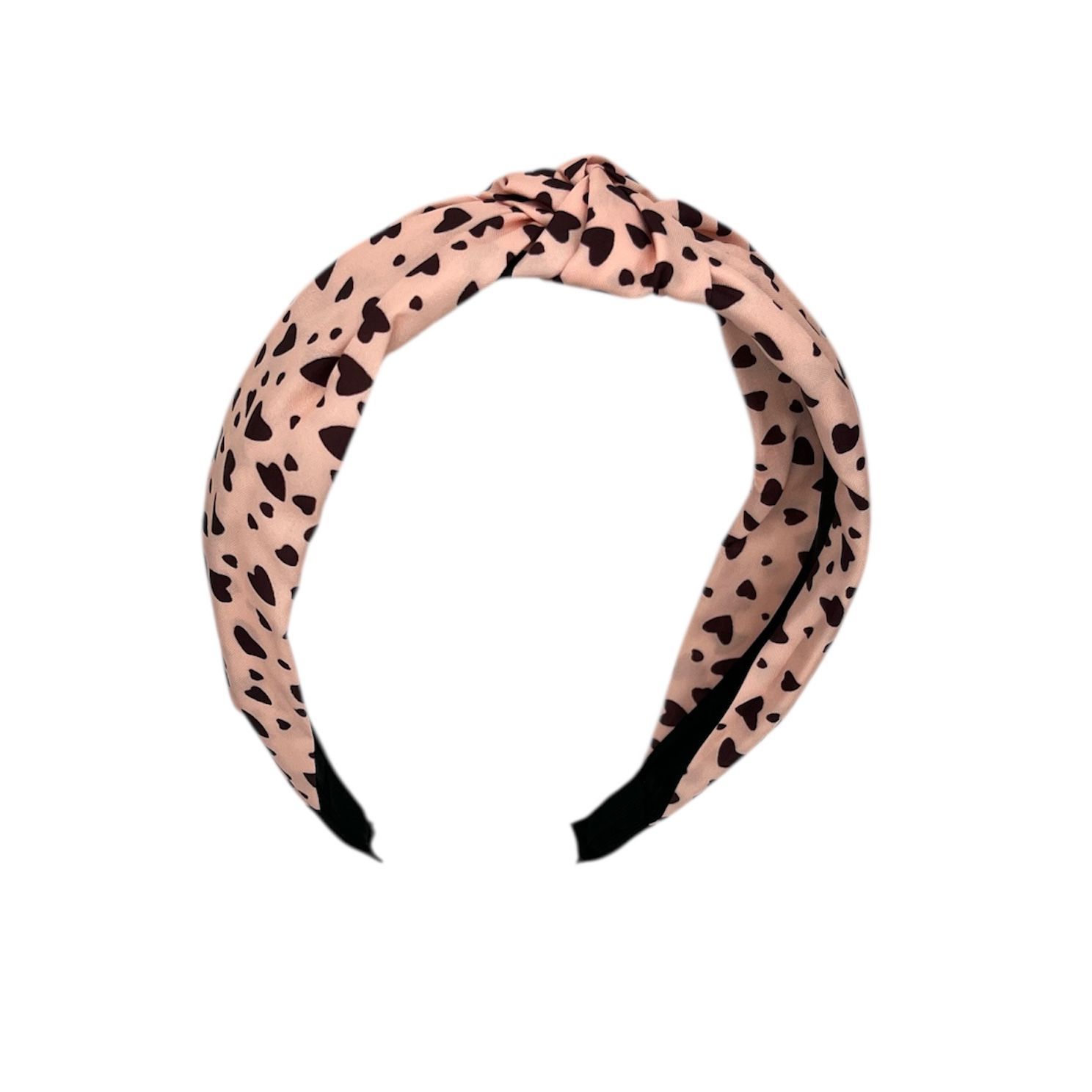 Diadeem - stof - haarband - met hartjes - roze