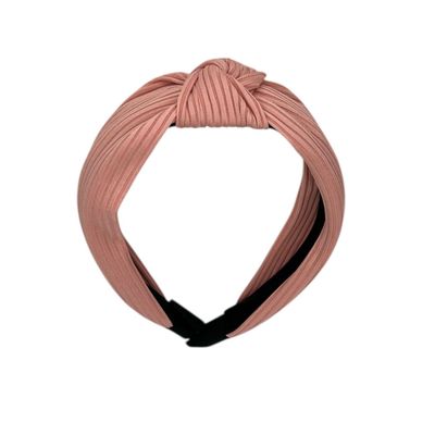 Diadeem - stof - haarband - roze met knoop