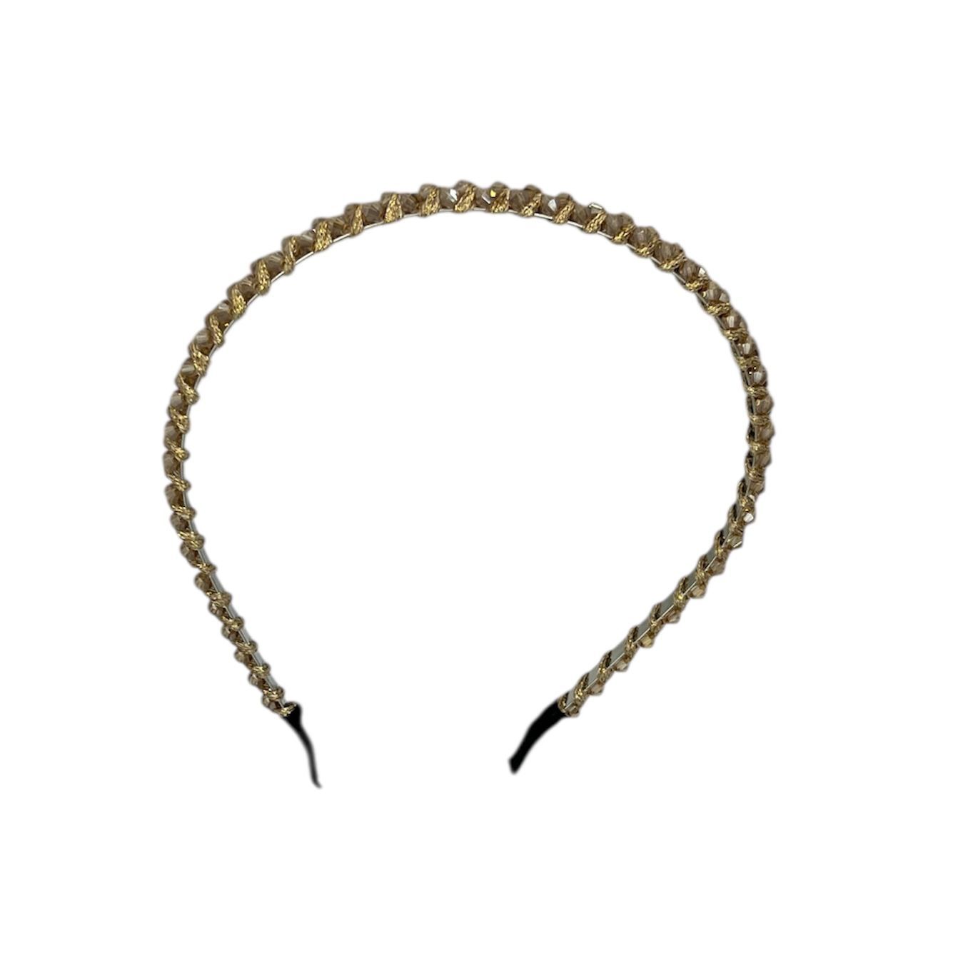 Diadeem - haarband - haaraccessoire - kinderen - volwassenen - kerst - feestdagen - kralen - glimmend - taupe