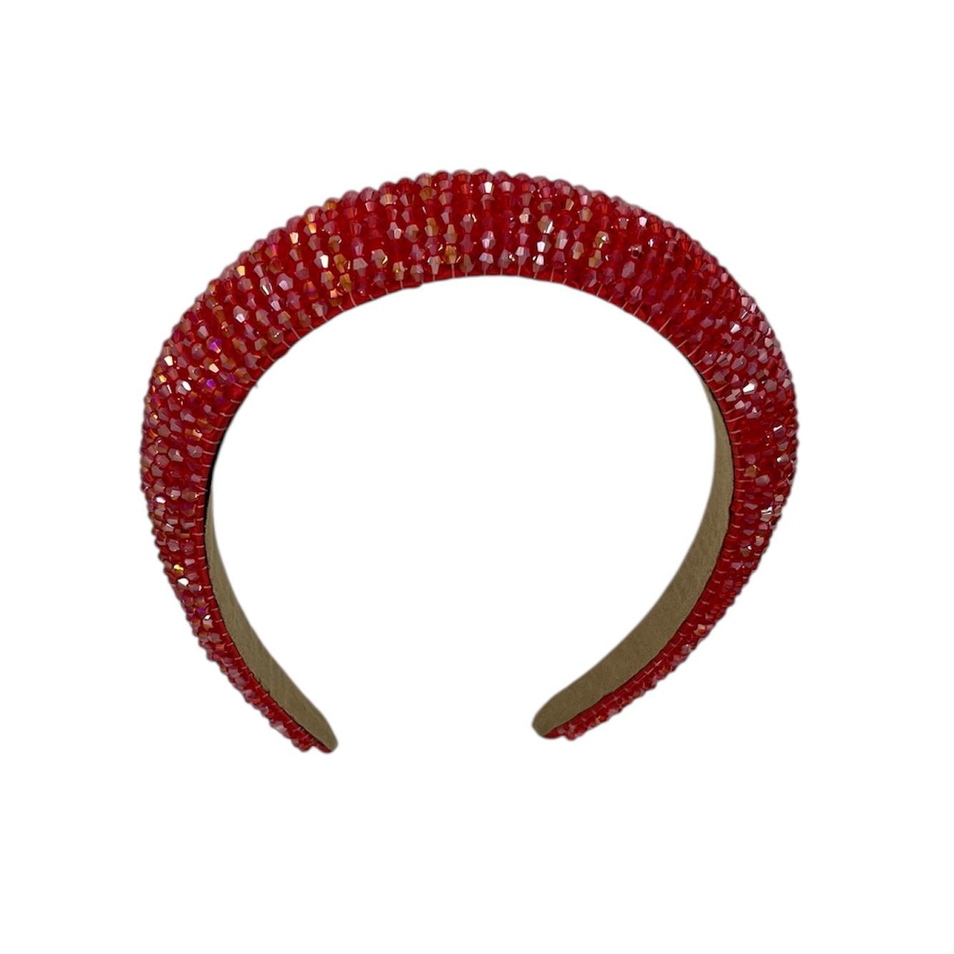 Diadeem - haarband - haaraccessoire - kinderen - volwassenen - kerst - feestdagen - kralen - glitters - glimmend - rood