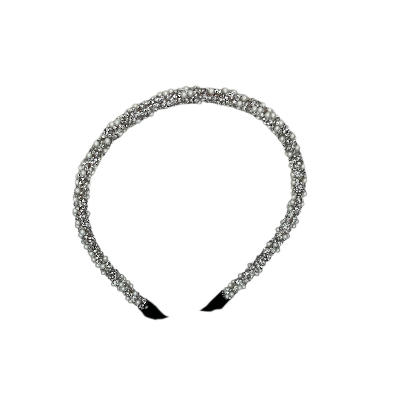 Diadeem - haarband - haaraccessoire - kinderen - volwassenen - kerst - feestdagen - chunky - glitters - glimmend - zilver met parels