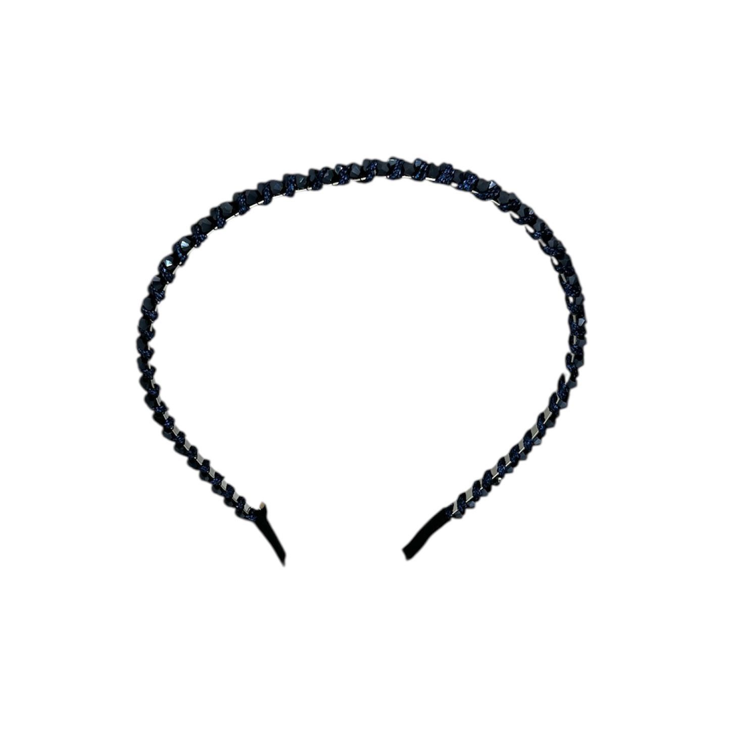 Diadeem - haarband - haaraccessoire - kinderen - volwassenen - kerst - feestdagen - kralen - glimmend - donkerblauw