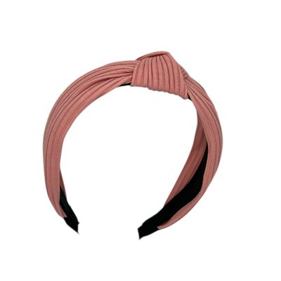 Diadeem - stof - haarband - roze met knoop
