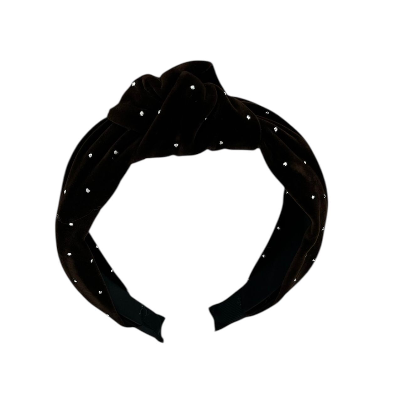 Diadeem met knoop - haarband - haaraccessoire - kinderen - volwassenen - kerst - feestdagen - strass - glimmend - donkerbruin