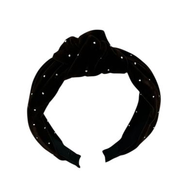 Diadeem met knoop - haarband - haaraccessoire - kinderen - volwassenen - kerst - feestdagen - strass - glimmend - donkerbruin