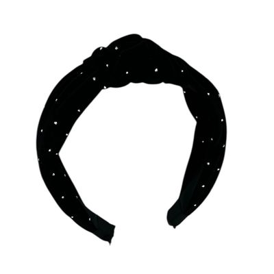 Diadeem met knoop - haarband - haaraccessoire - kinderen - volwassenen - kerst - feestdagen - strass - glimmend - zwart