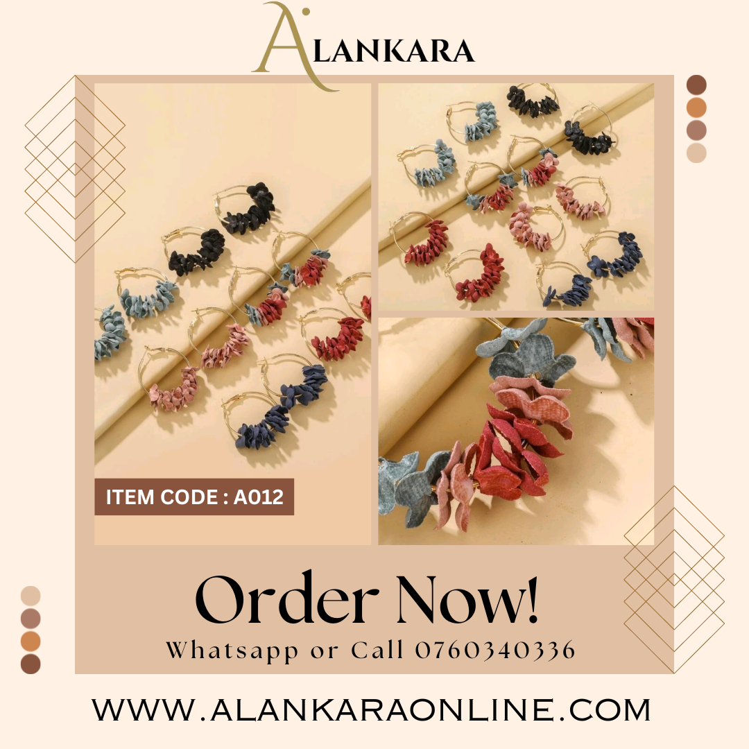 Cloth Flower Hoop Earrings