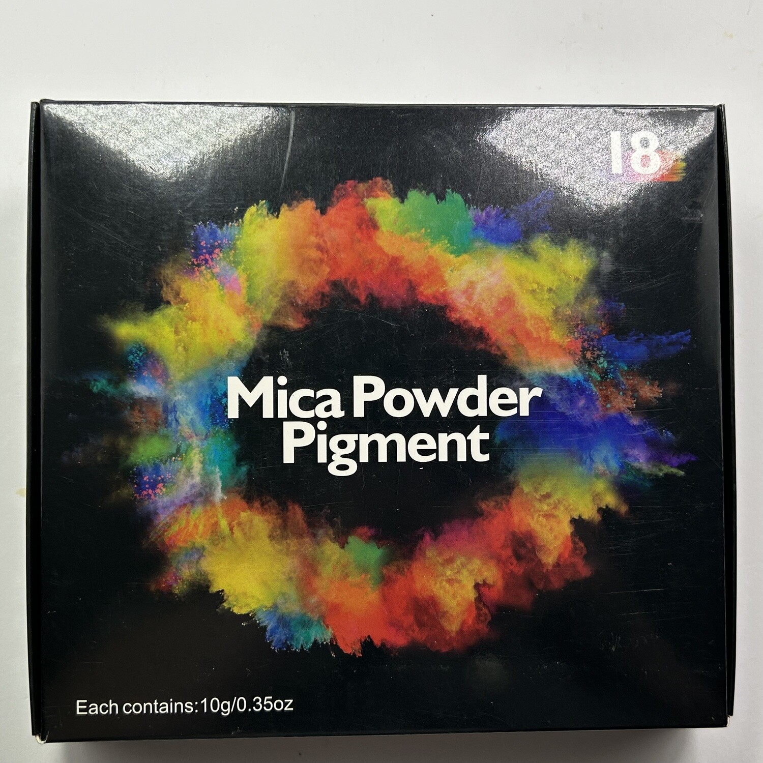 Caja con 18 colores de polvos de mica y 3 brilantinas chunky de regalo