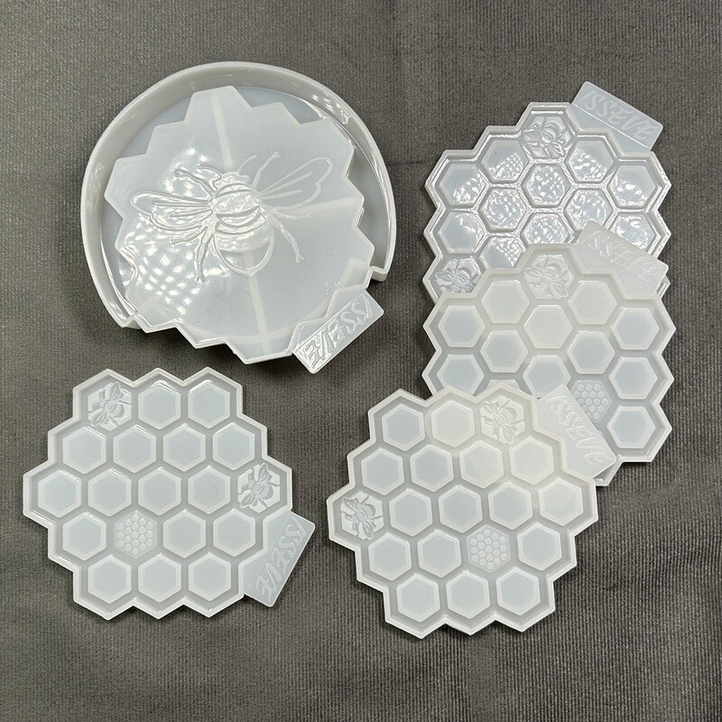 Set de 4 moldes de porta vaso con base de panal de abejas