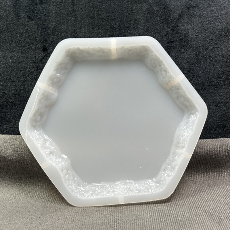 Molde de silicona para porta vaso hexagonal con bordes irregulares