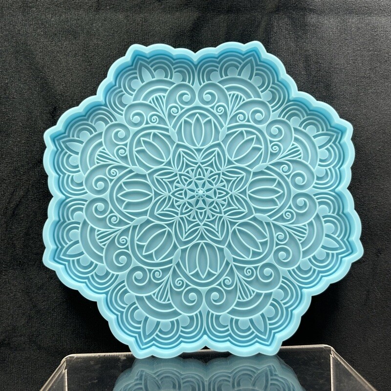 Molde de silicon base para incienso en forma de mandala.