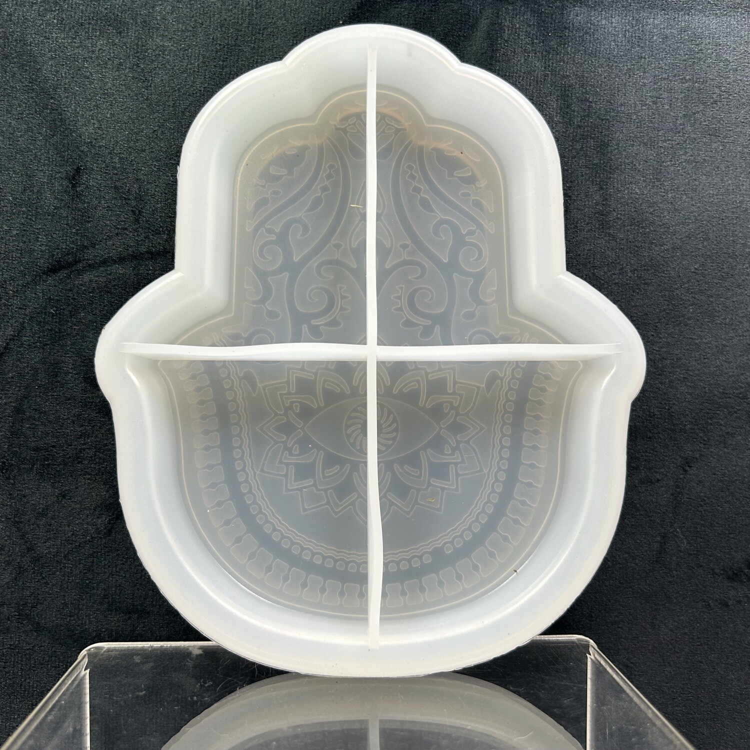 Molde de silicona platito de mano de Fátima. 16cm de largo.