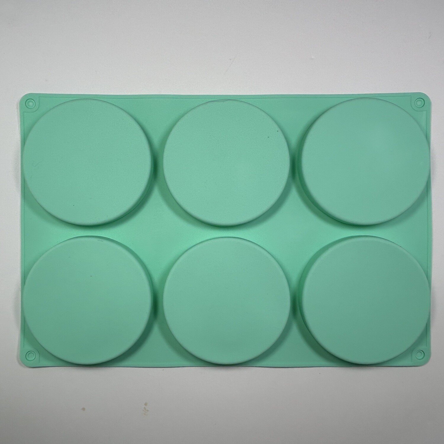 Molde de silicon brillante 6 porta vasos redondos de 10 cm de diámetro c/u.