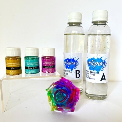 Combo 500 ml de resina y 3 brillantinas chunky.
