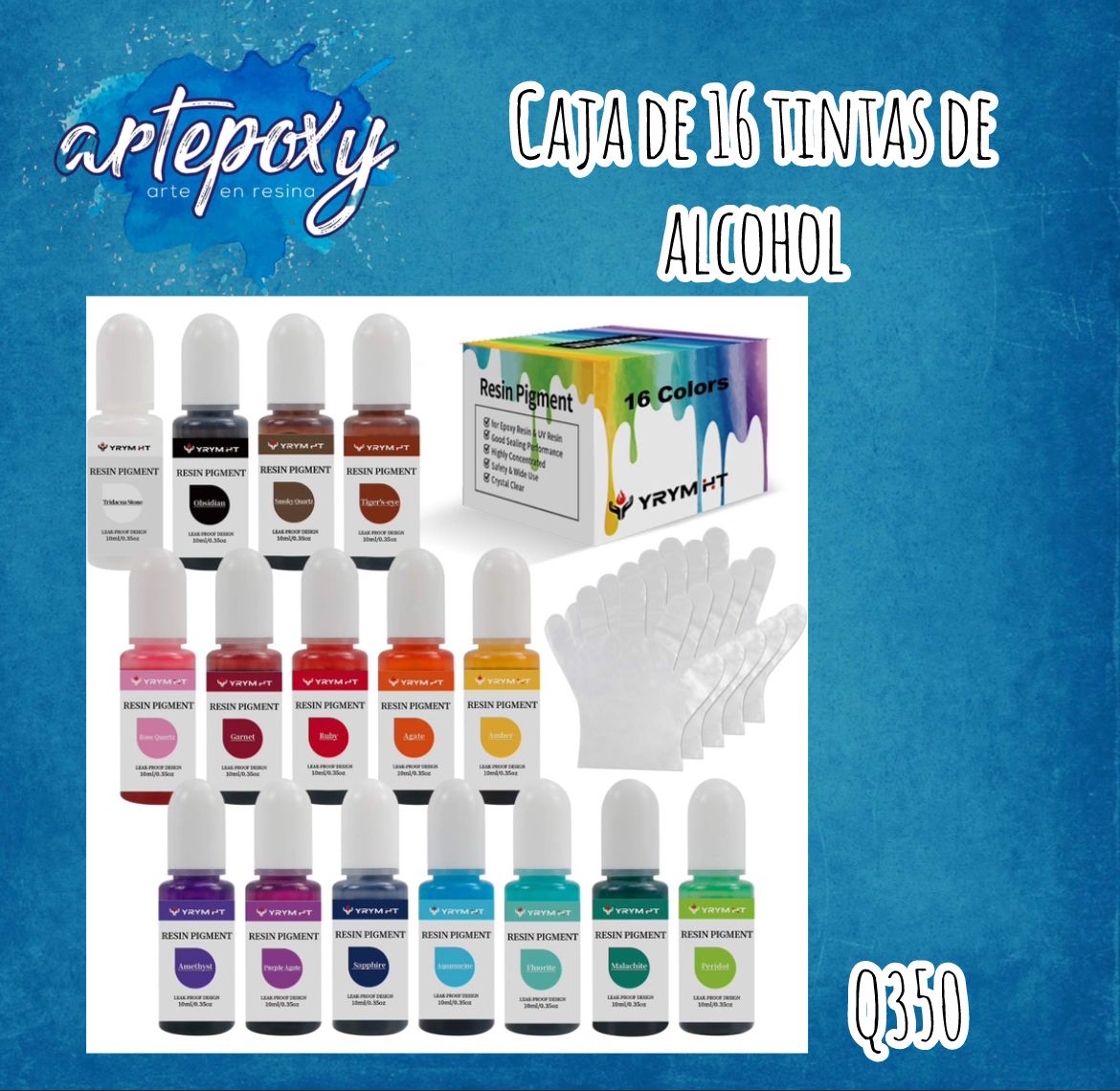 Caja de 16 colores de tinta de alcohol