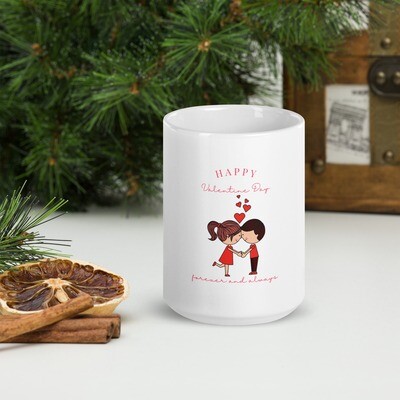 Happy Valentine Day White glossy mug