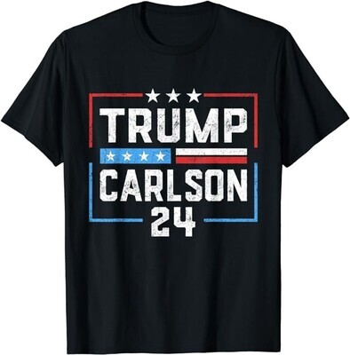Trump Carlson 2024 President Election Pro America US Flag T-Shirt
