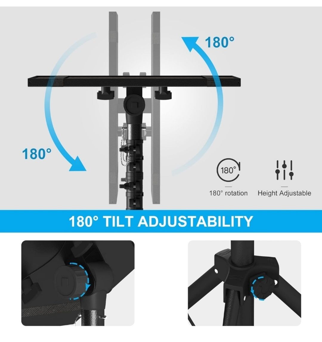 Trépied pour projecteur de 59,7 cm à 118,1 cm, adapté pour ordinateur portable, réglable en hauteur avec support de téléphone en col de cygne.