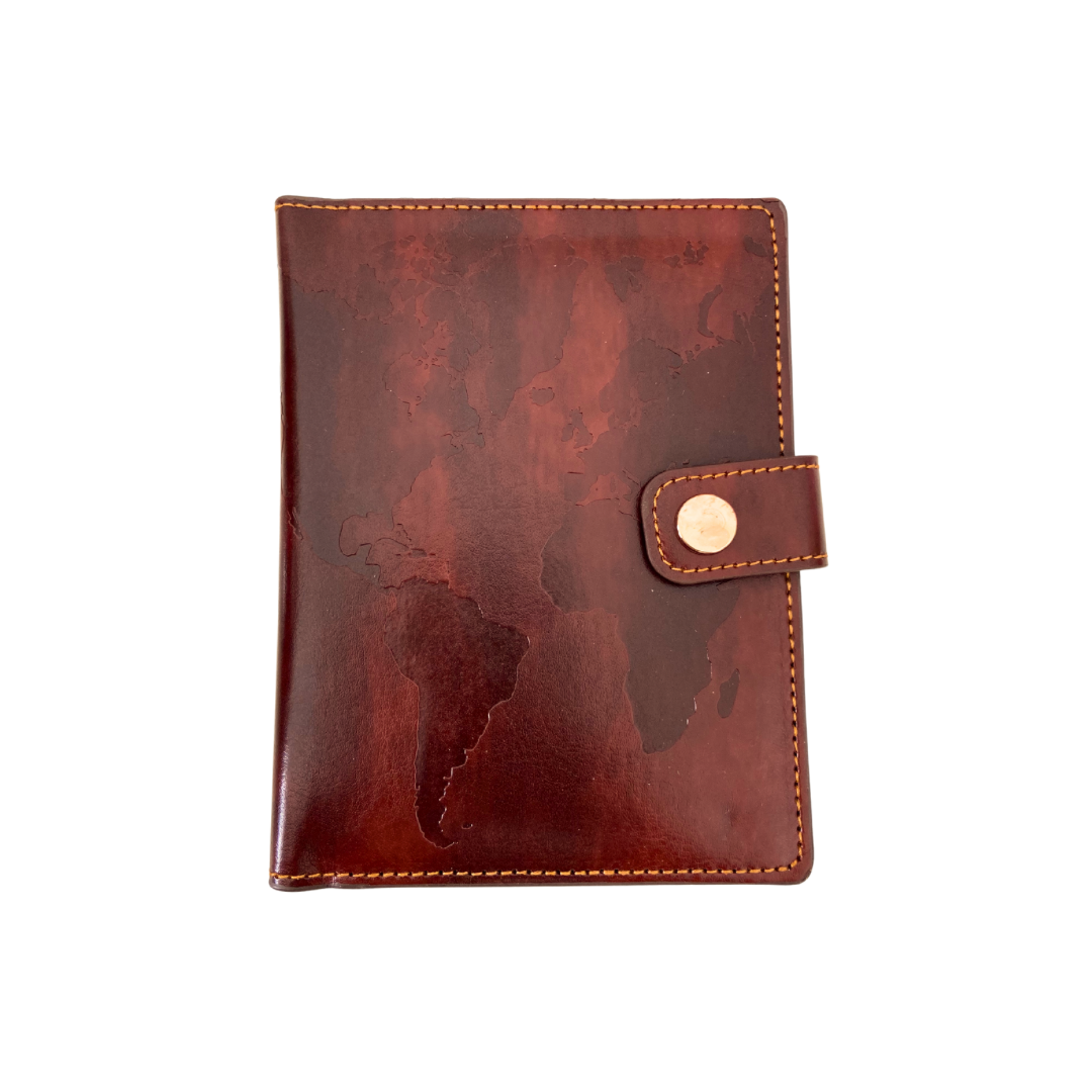 Deluxe passport case brown map