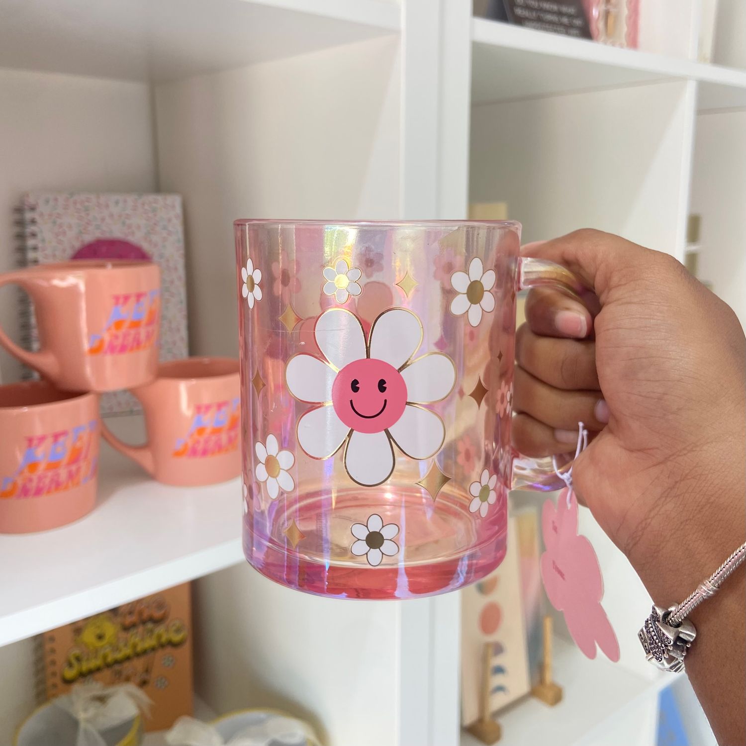 Smiley Pink Flower Mug