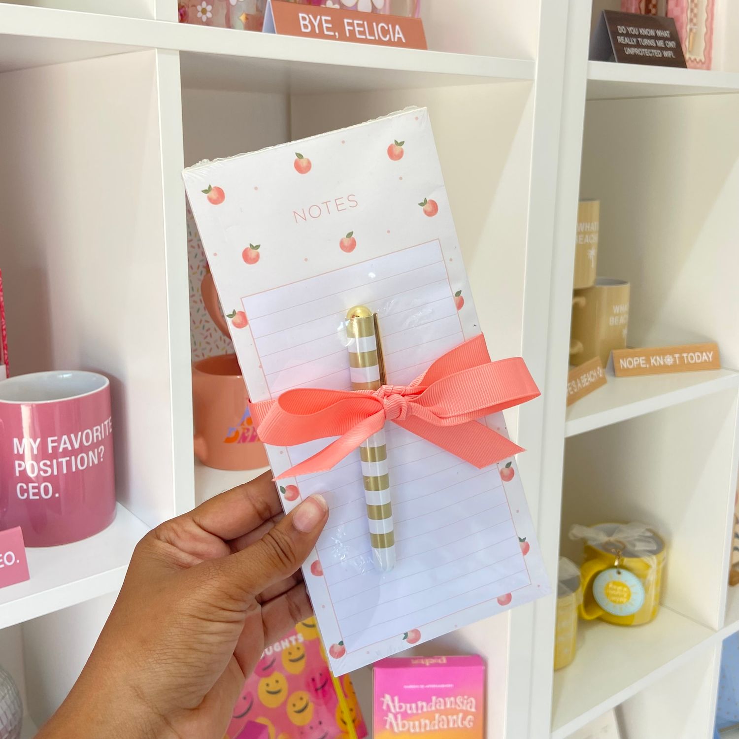 Fridge pad &amp; pencil set peaches