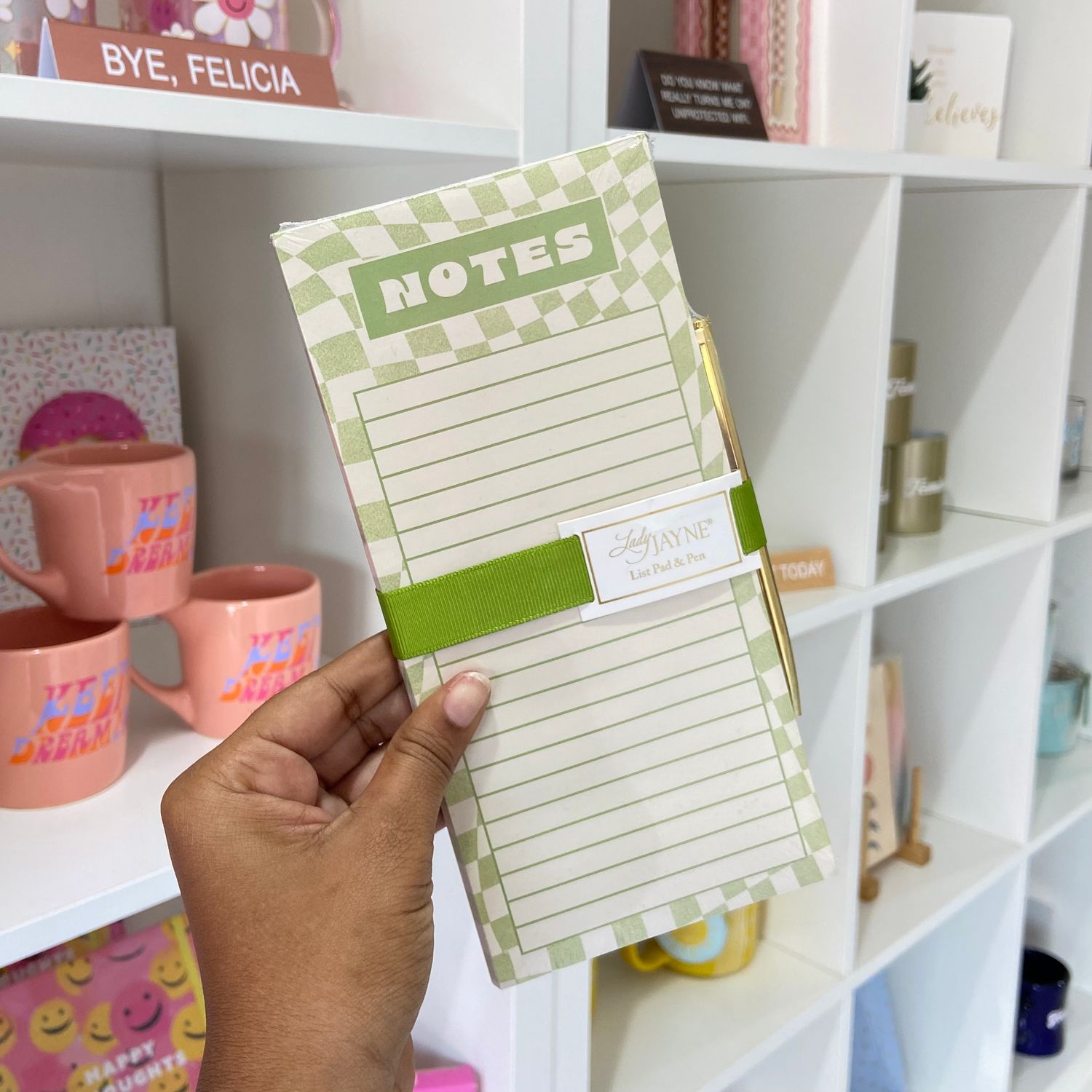 Fridge pad &amp; pencil set retro green