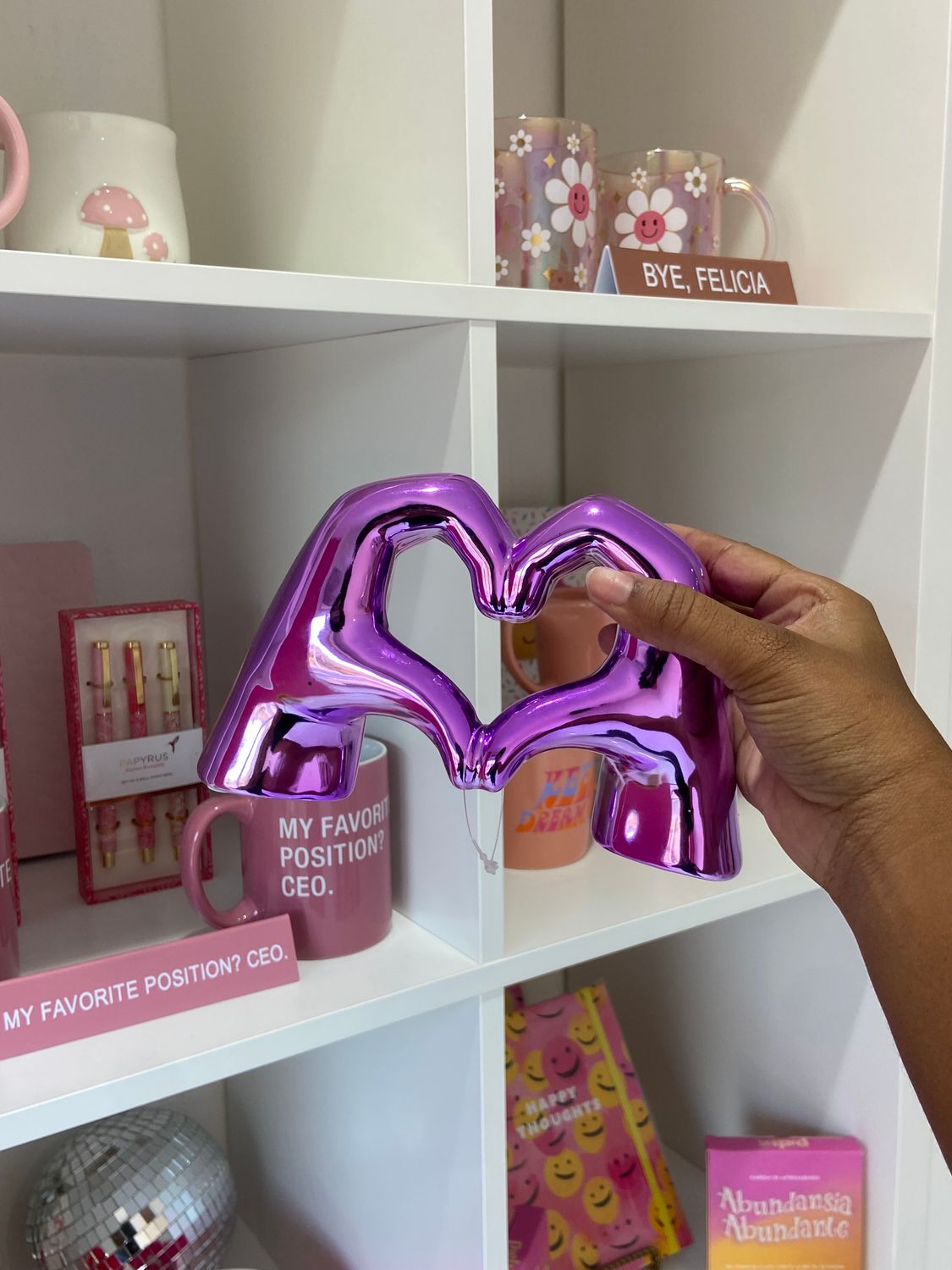 Home deco- metallic purple hands