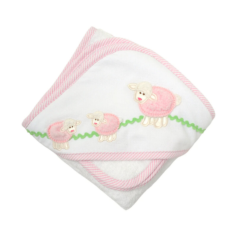 Boxed Hooded Towel Set | Pink Little Lamb