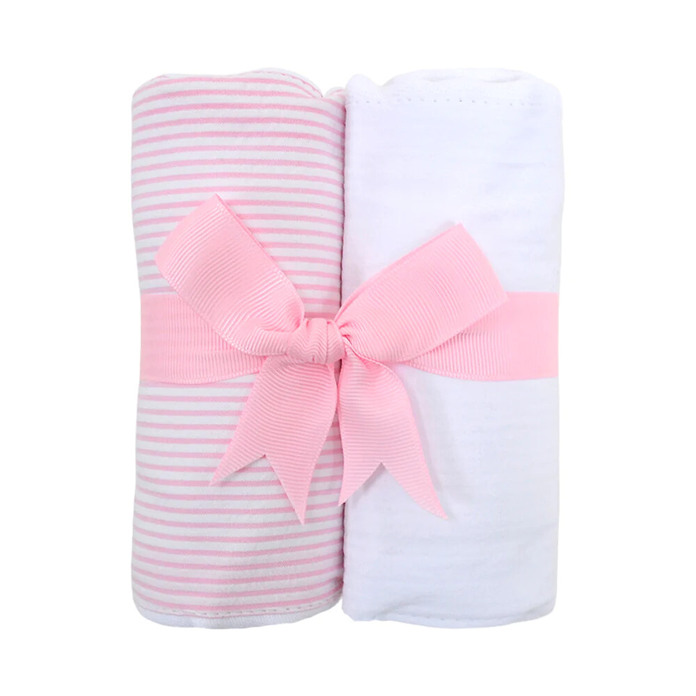 Set Of Two Fabric Burps | Pink Lamb