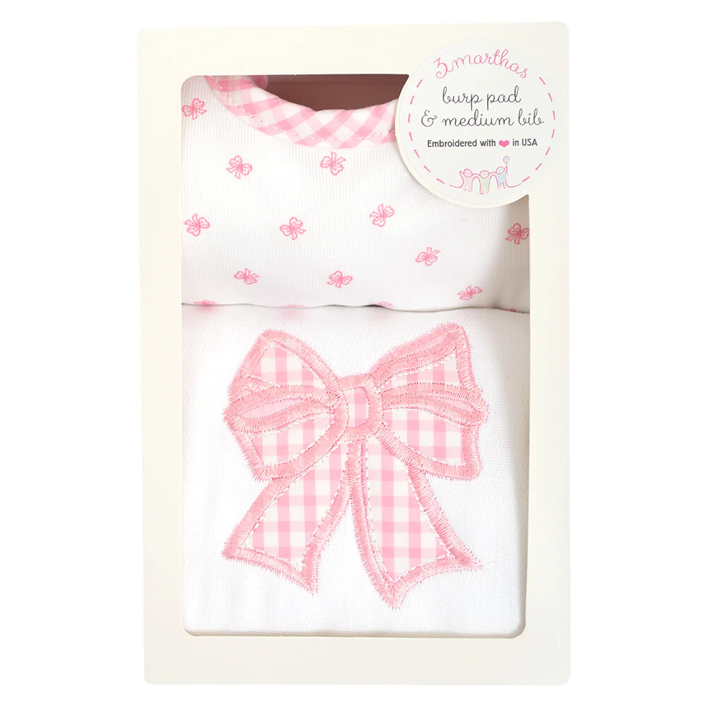 Basic Bib &amp; Burp Box Set | Pink Bow