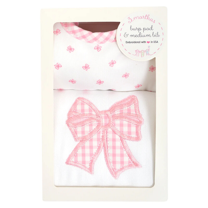 Basic Bib &amp; Burp Box Set | Pink Bow