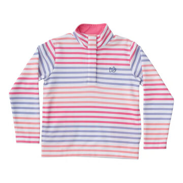 Sporty Snap Pullover | Pink Carnation Multi Color Stripe
