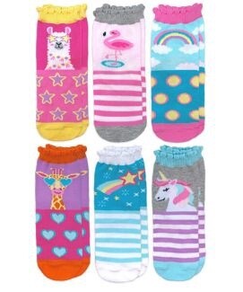 Unicorn Llama Giraffe Flamingo Pattern Crew Socks 6 Pair Pack