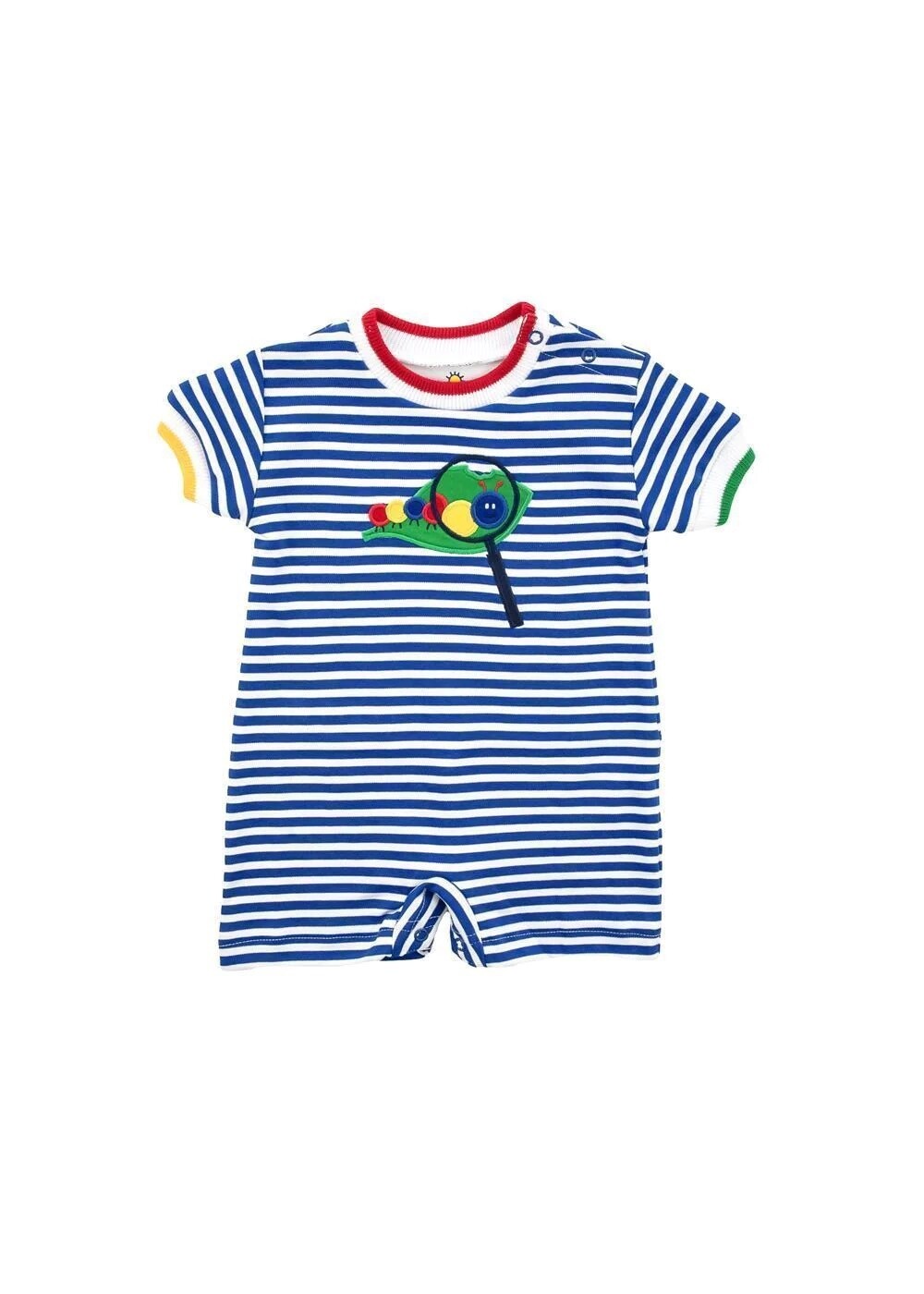 I Spy A Little... Stripe Knit Shortall With Caterpillar
