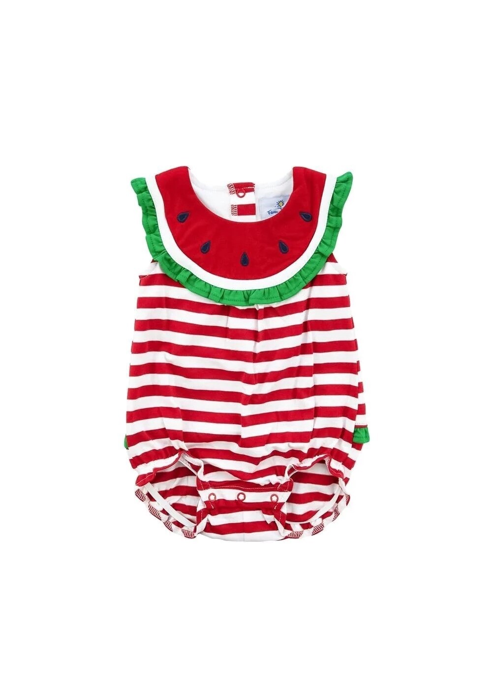 Beachside Picnic Stripe Knit Watermelon Romper