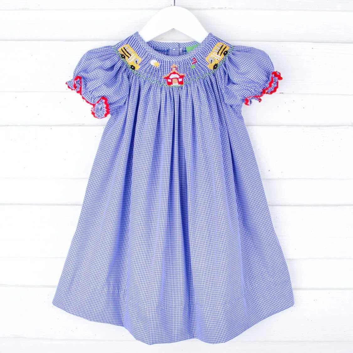 Back To School Bishop Dress | Royal Blue Gingham