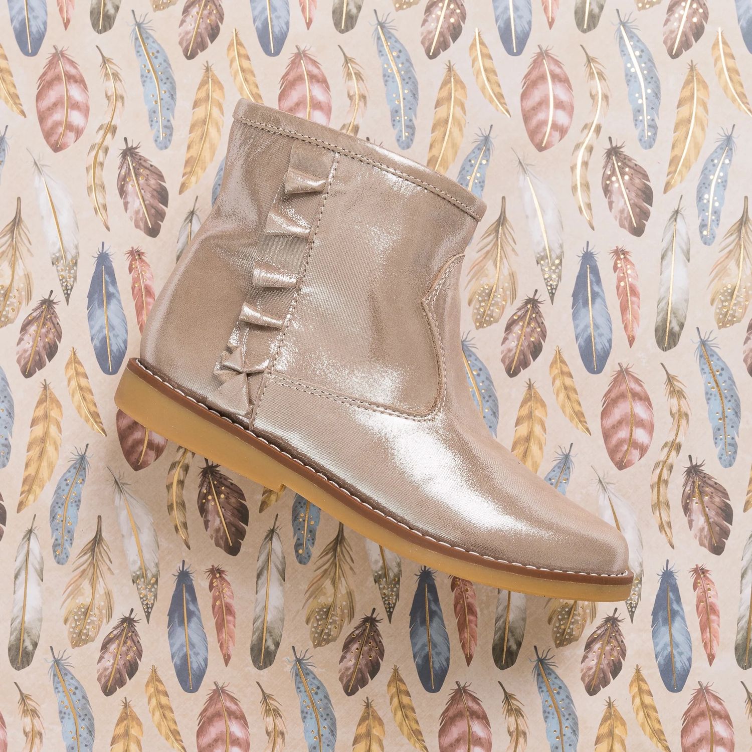 Bootie With Ruffles | Blush