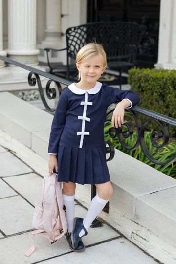 Knit Dress With Pleated Skirt Bows