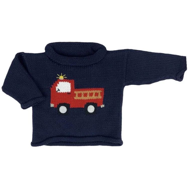Roll Neck Fire Truck Sweater | Dark Royal