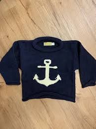 Roll Neck Large Anchor Sweater | Dark Royal