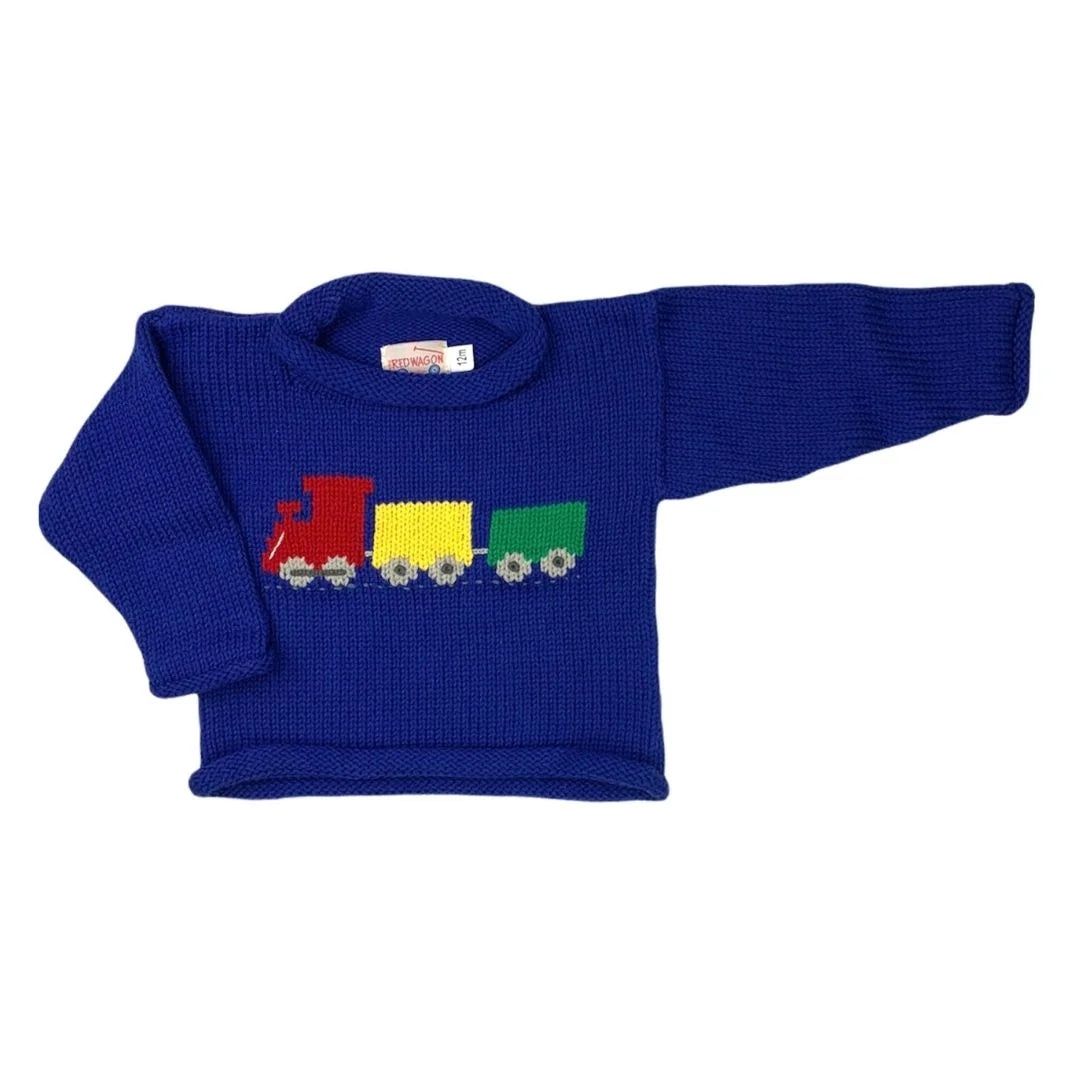 Roll Neck Train With Cars Sweater | Royal