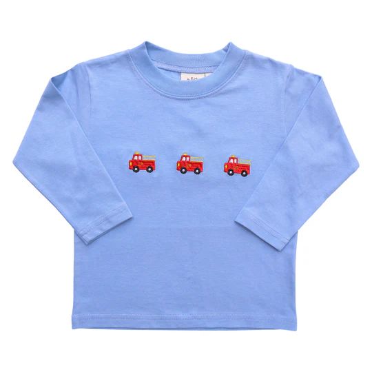 Boys Sky Blue Long Sleeve | Fire Trucks