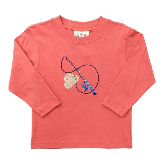 Boys Nantucket Red Long Sleeve | Fishing Rod &amp; Hat