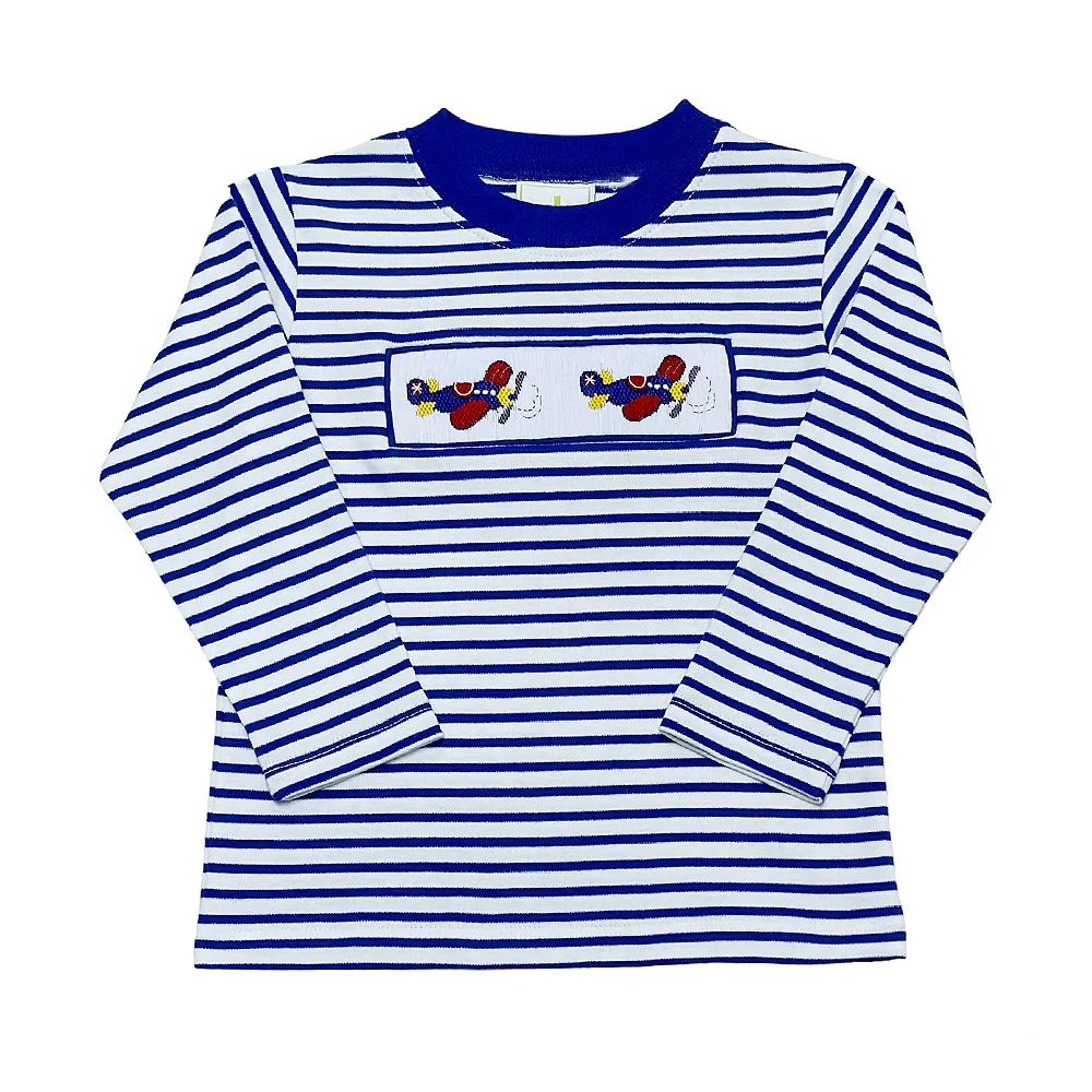 Airplane Harry&#39;s Knit Play Tee | Royal Blue Thin Stripe