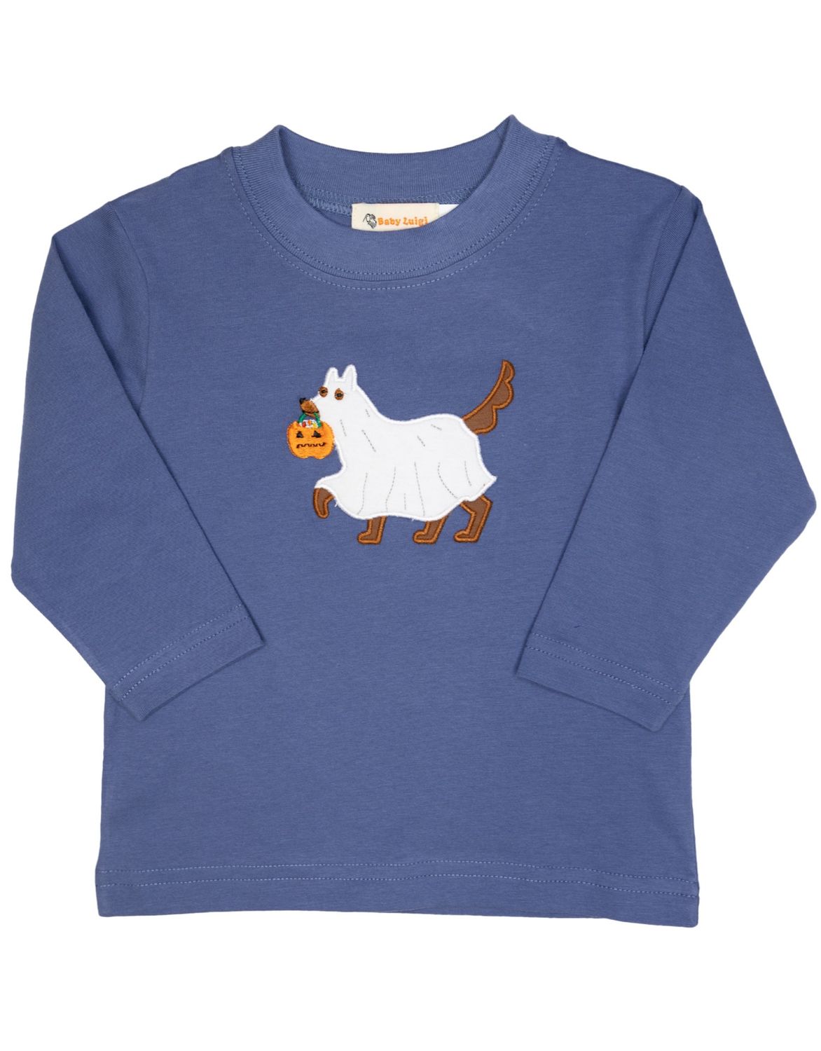 Boys New Steel Blue Long Sleeve Shirt | Dog As Ghost